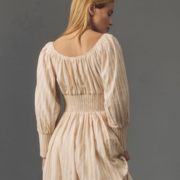 NWT Anthro Smocked-Waist Stripe Button front Romantic Maxi Dress, size L - Picture 5 of 11